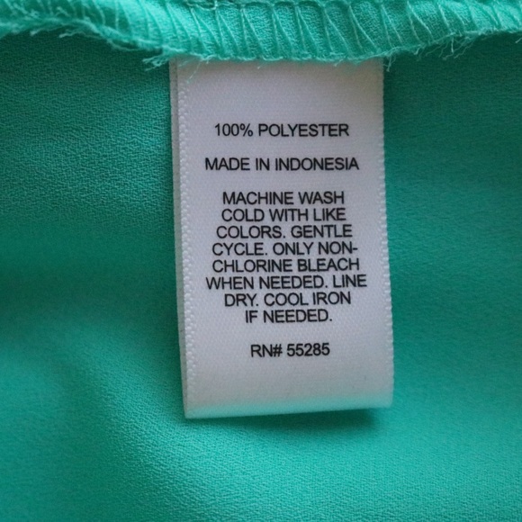 Express Teal Long Sleeve Button Up Blouse Top - Picture 8 of 8